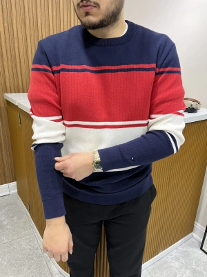 Marka Model Kalın Kırmızı Şeritli Triko