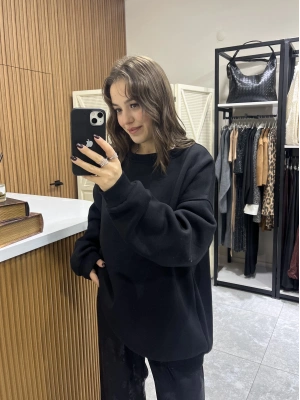Marka Model Oversize Sweatshirt Siyah