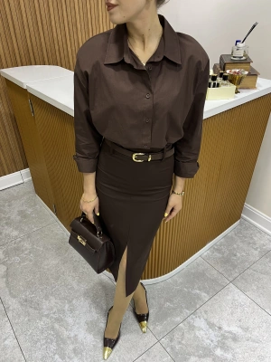 Marka Model Vatkalı Kahve Gömlek