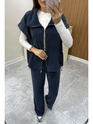 Marka Model Yelekli Lacivert Eşofman Takımı