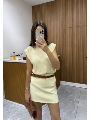 Mini Kumaş Sarı Etek