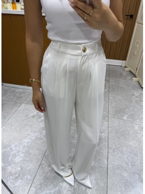 Premium Palazzo Beyaz Pantolon