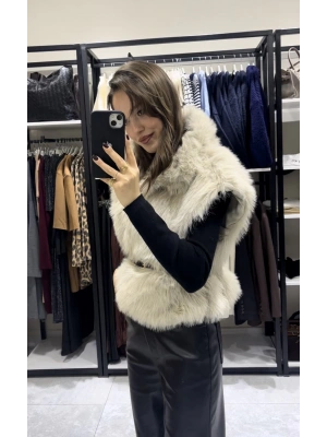 Taş Rengi Kürk Yelek