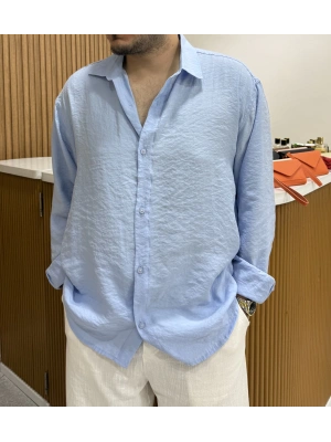 Tensel Oversize Bebe Mavi Gömlek