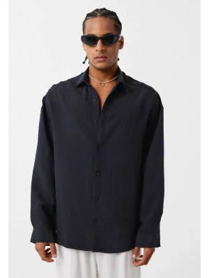 Tensel Oversize Siyah Gömlek