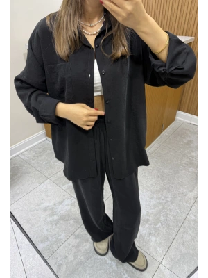 Tensel Siyah Gömlek Takım