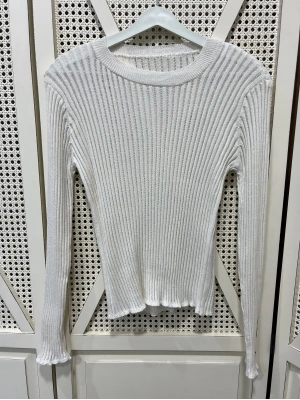 Transparan Triko Bluz Beyaz