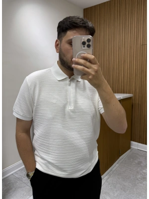 Yarım Fermuarlı Marka Model T-shirt Beyaz