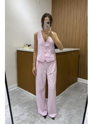 Yelek Palazzo Takım Pembe