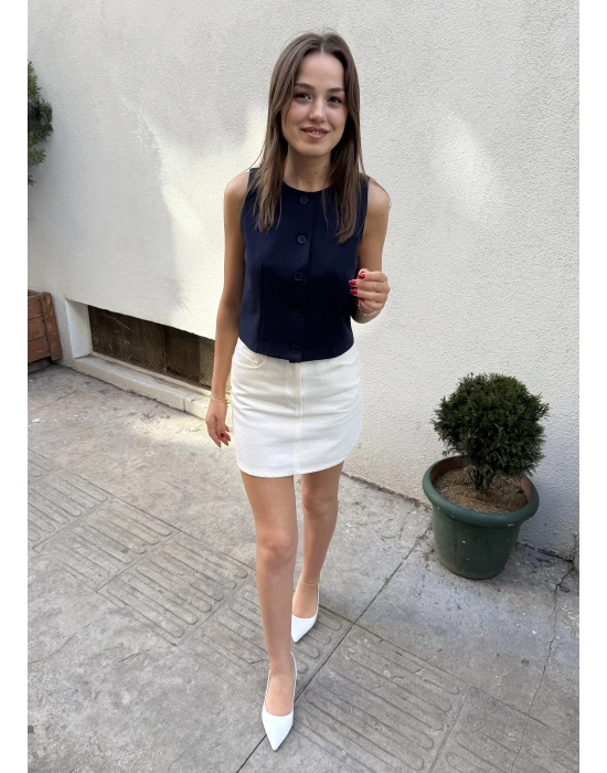 Bisiklet Yaka Lacivert Yelek
