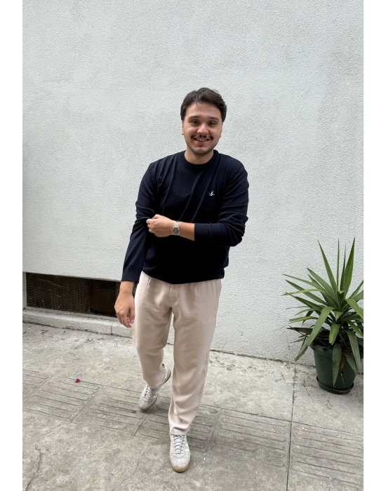 Bisiklet Yaka Marka Model Triko Kazak Lacivert