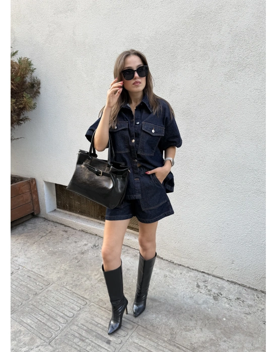 Denim Şortlu Takım