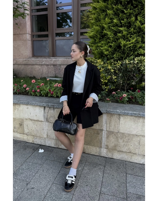 Keten Astarlı Ceket Siyah