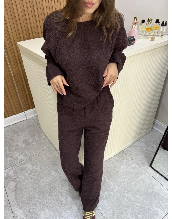 Sweat Pantolon Kahve Takım