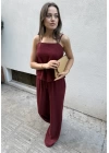 Askılı Bluz Pantolon Bordo Takım