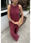 Sıfır Kollu Bluzlu Bordo Takım