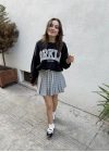 Sweatshirt Konstrat Bel Detaylı Şort Etek Takım