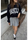Sweatshirt Konstrat Bel Detaylı Şort Etek Takım