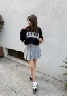 Sweatshirt Konstrat Bel Detaylı Şort Etek Takım