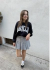 Sweatshirt Konstrat Bel Detaylı Şort Etek Takım