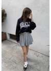 Sweatshirt Konstrat Bel Detaylı Şort Etek Takım