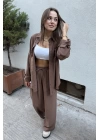 Tensel Kahve Gömlek Takım