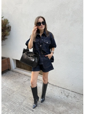 Denim Şortlu Takım