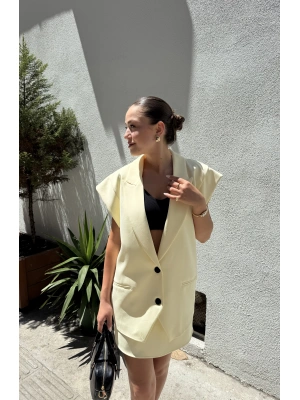 Tasarım Yelek Etek Sarı Takım