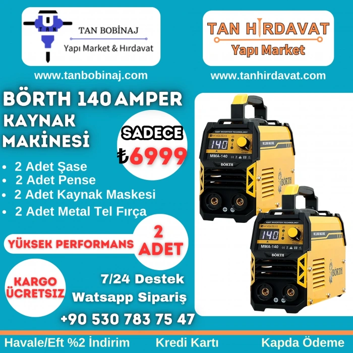 Börth 140 Amper İnverter Kaynak Makinesi 2ADET KAMPANYALI FİYAT!!!