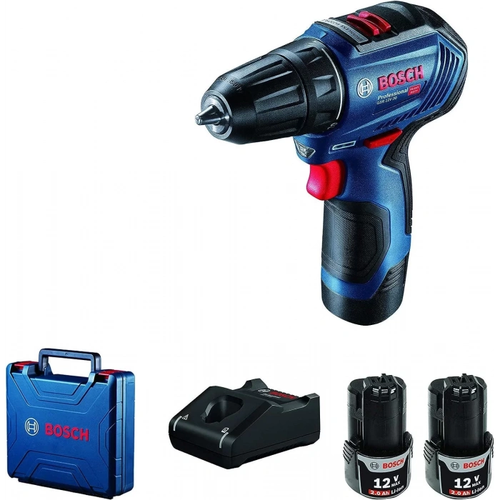 Bosch GSR 12V-30 Kömürsüz Akülü Delme Vidalama Makinesi (2 x 2,0 Ah Akü)