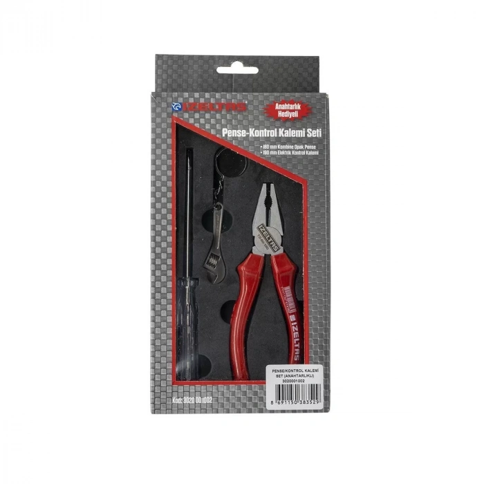 İzeltaş 3020 Pense Ve Kontrol Kalemi Seti (Anahtarlık Hediyeli)