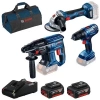 Bosch GBH 180-Li + GSR 18v21-Li + GWS 180-Li + Raf Bag Takım Çantalı 2x4 Ah Akülü Elektrikli El Aletleri Seti
