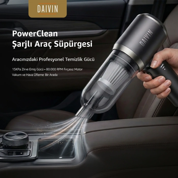 Daivin Powerclean Şarjlı Araç Süpürgesi