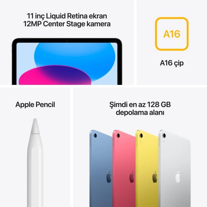 iPad A16 128GB Wi-Fi 11Liquid Retina Ekran iPadOS Tablet Silver