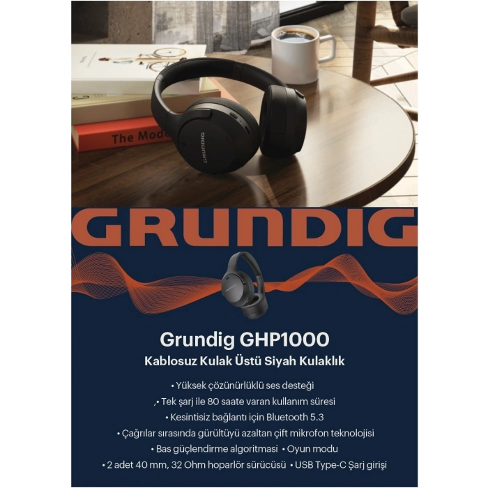 Grundig GHP 1000 Kulak Üstü Bluetooth Kulaklık Siyah