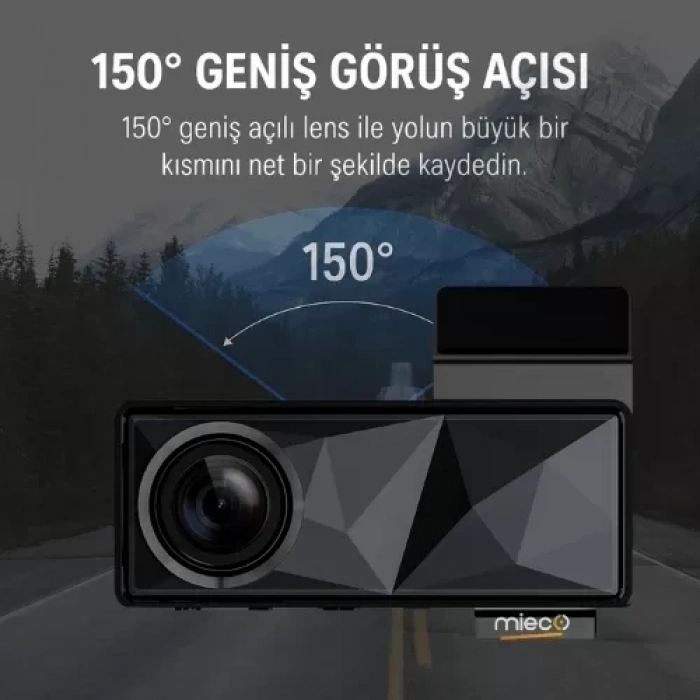 Mieco A11 Wifi 4K UHD GPS Adas Özellikli Araç Kamerası + Arka Kamera