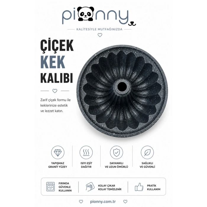 Pionny Granit Sık Dilimli Kek Kalıbı Siyah