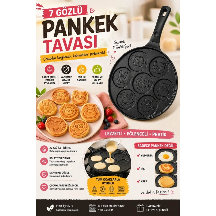Pionny Döküm 27 Cm Pankek Tavası Siyah