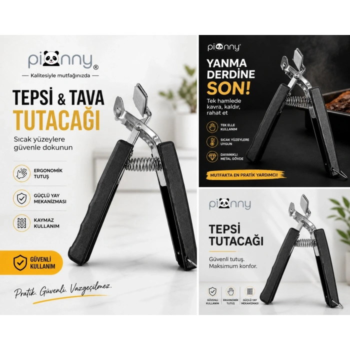 Pionny Pratik Tepsi Tava Ve Tencere Tutacağı Siyah