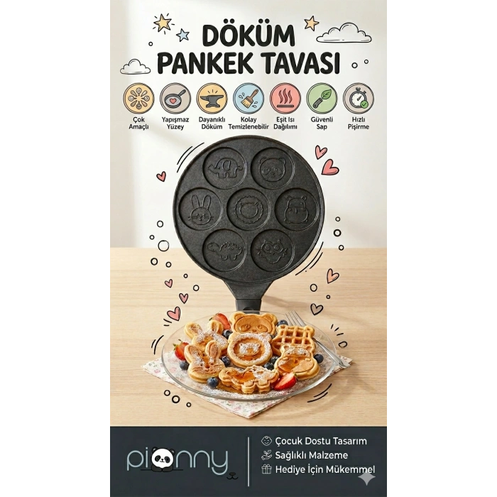 Pionny Döküm 27 Cm Pankek Tavası Siyah