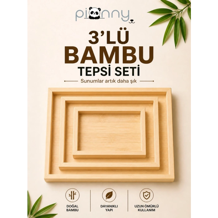 Pionny Bambu 3lü Sunum Tepsisi