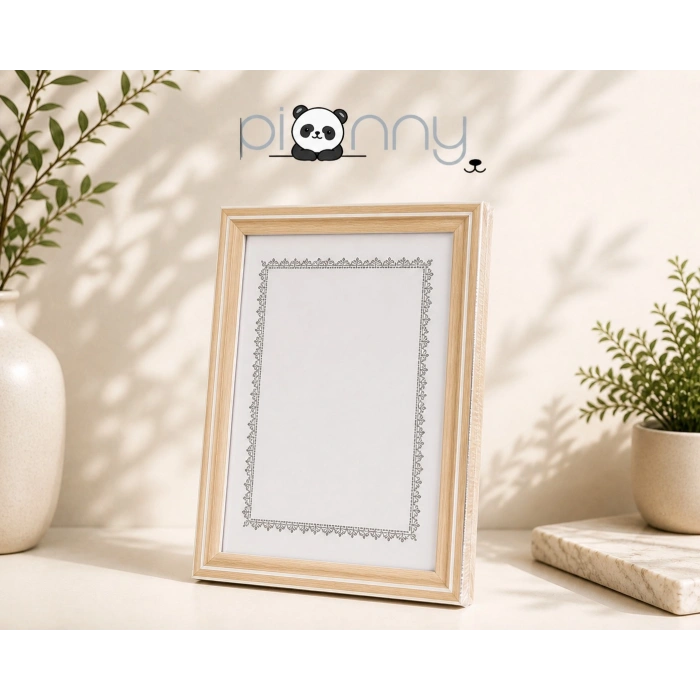 Pionny A4 Ahşap Çerçeve 21x29,7 cm (Açık Kahverengi - Beyaz)
