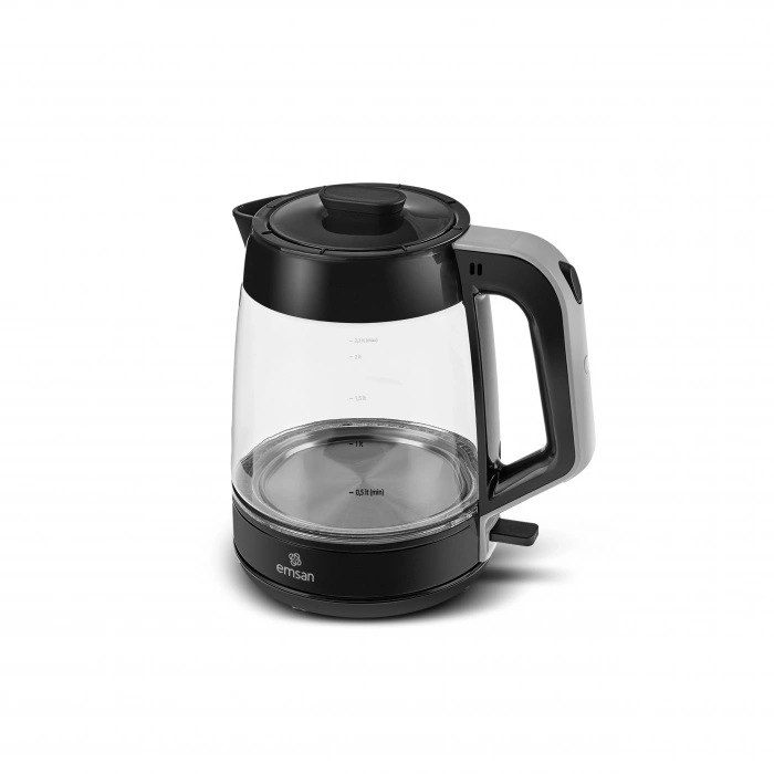 Emsan Glass Tea XL 2 in 1 Cam Çay Makinesi ve Kettle - Space Gray