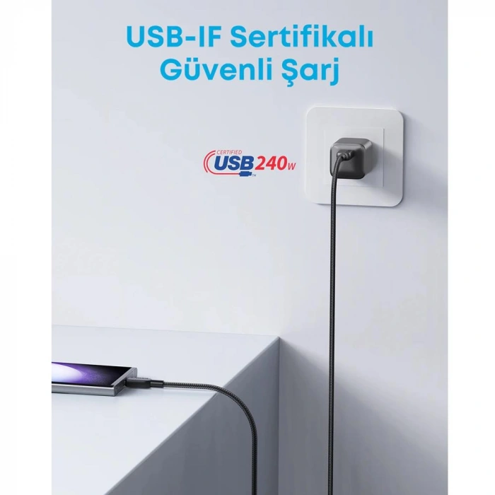 Anker Usb-C to Usb-C  1metre  240w Kablo  A81C5011 - Siyah