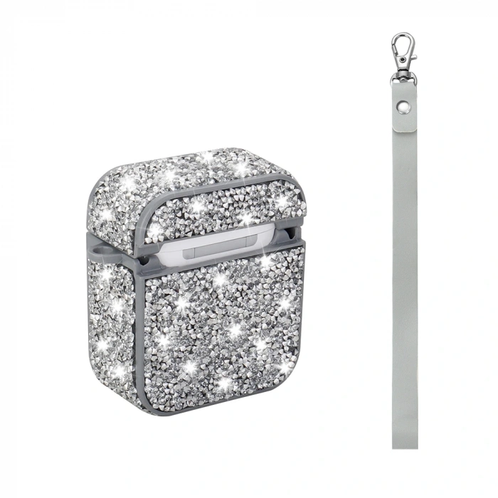 Apple Airpods Zore Airbag 45 Bilek Askı Aparatlı Simli Şeffaf Kılıf