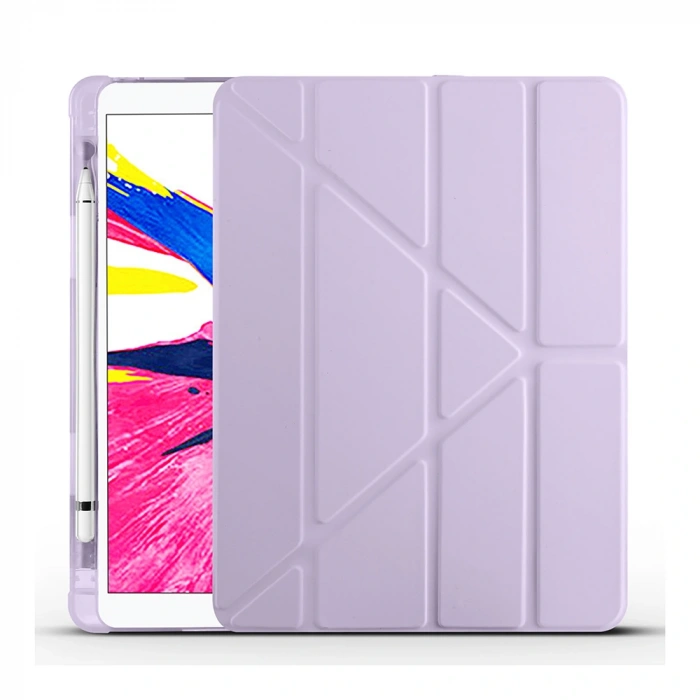 Apple iPad 10.2 2021 (9.Nesil) Kılıf Zore Tri Folding Kalem Bölmeli Standlı Kılıf