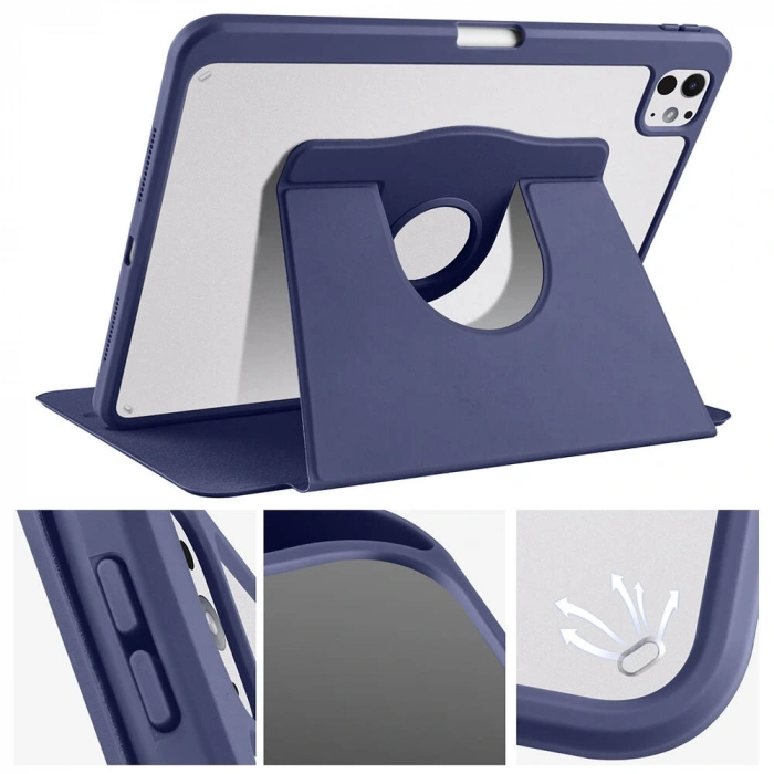 Apple iPad Pro 11 2025 M5 Kılıf Zore Termik Kalem Bölmeli Dönebilen Standlı Kılıf