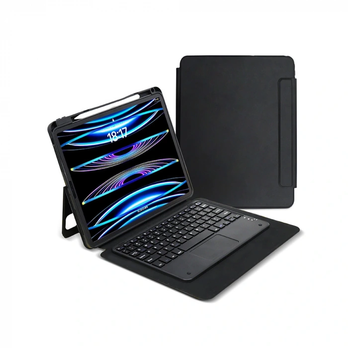 Apple iPad Pro 13 2025 M5 Zore Border Keyboard Bluetooh Bağlantılı Standlı Klavyeli Tablet Kılıfı