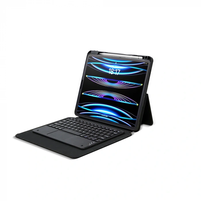 Apple iPad Pro 13 2025 M5 Zore Border Keyboard Bluetooh Bağlantılı Standlı Klavyeli Tablet Kılıfı