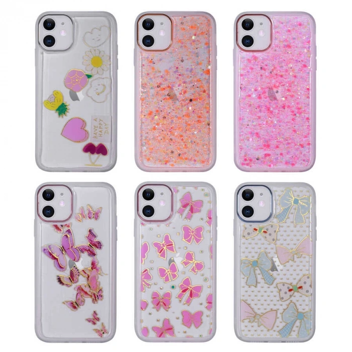 Apple iPhone 11 Kılıf Figürlü Desenli Işıltılı Sert Zore Sos Kapak